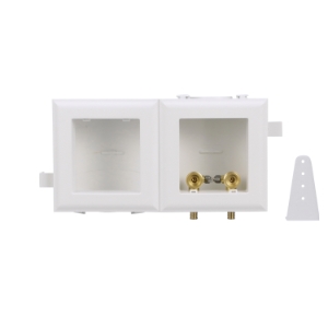 Water-Tite 82908 MultiBox™ Washing Machine Outlet Box with Auxiliary Drain Box, White Plastic, Quarter-Turn Brass Valves, 1/2-Inch ASTM F1807 Connection