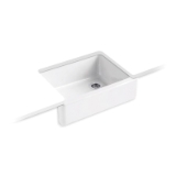 Kohler® 6487-0 Whitehaven® Self-Trimming® Kitchen Sink with 8-3/16 in Tall Apron, Rectangular Shape, 21-9/16 in W x 29-1/2 in D x 9-5/8 in H, Undermount, Enameled Cast Iron, White