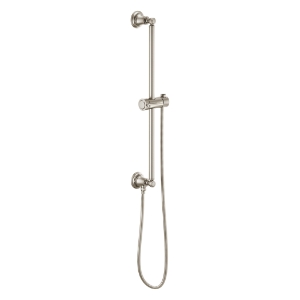 Brizo® 74795-NK Essential™ Shower Series Classic Round Universal Wall Slide Bar With Adjustable Slide, 26-1/2 in L Bar, 4-3/8 in OAD, Luxe Nickel