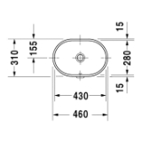 DURAVIT 0336430000 Bathroom Foster Vanity Basin With Overflow, Foster, Circular Shape, 460 mm L x 310 mm W, Under Mount, Ceramic, White