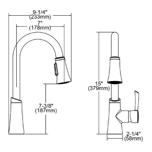 Elkay® LKGT3032LS Pull-Down Low Flow Bar Faucet, Gourmet, Lustrous Steel, 1 Handle, 1.5 gpm