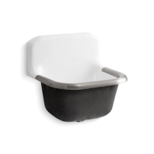 Kohler® 6719-0 Bannon™ Service Sink, Rectangular Shape, 22-1/4 in W x 18-1/4 in H, Wall Mount, Cast Iron, White
