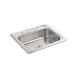 Sterling® 11403-3-NA Self-Rimming Kitchen Sink with SilentShield® Technology, Southhaven®, Satin, Rectangle Shape, 21 in L x 15-1/4 in W, 3 Faucet Holes, 25 in L x 22 in W x 6-1/2 in H, Top Mount, 20 ga Stainless Steel