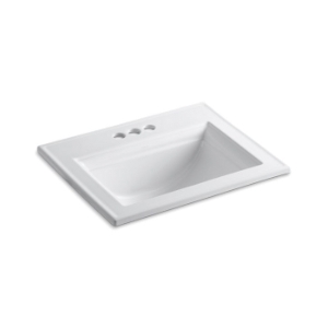 Memoirs® Elegant Self-Rimming Bathroom Sink With Overflow, Rectangular, 4 in Faucet Hole Spacing, 22-3/4 in W x 18 in D x 8-7/8 in H, Drop-In Mount, Vitreous China, White