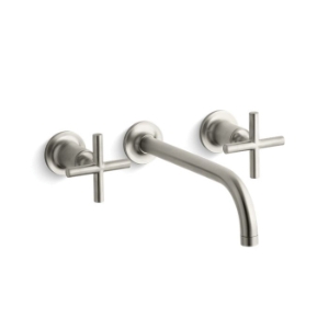 Kohler® T14414-3-BN Purist® Wall-Mount Bathroom Sink Faucet Trim With Cross Handles, 1.2 gpm, Vibrant Brushed Nickel