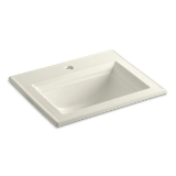 Kohler® 2337-1-96 Memoirs® Elegant Self-Rimming Bathroom Sink with Overflow Drain, Rectangular Shape, 22-3/4 in W x 18 in D x 8-7/8 in H, Drop-In Mount, Vitreous China, Biscuit