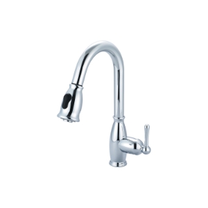 OLYMPIA K-5040 Pull-Down Kitchen Faucet, Accent, 1.8 gpm Flow Rate, Polished Chrome, 1 Handle, 1/3 Faucet Holes, Function: Traditional