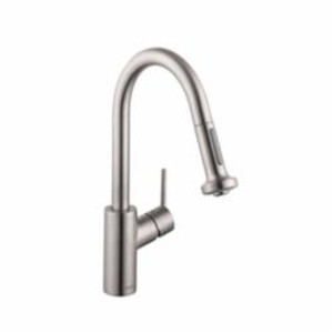 Hansgrohe 04286800 Pull-Down Prep Kitchen Faucet, Talis S, Steel Optik, 1 Handle, 1.75 gpm