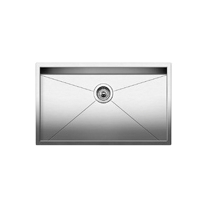 Blanco 512747 PRECISION™ STELLART™ Super Single Bowl Kitchen Sink, Satin Polished, Rectangle Shape, 30 in L x 17 in W x 10 in D Bowl, 32 in L x 19 in W, Undermount, 18 ga 304 Stainless Steel