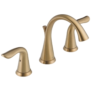 DELTA® 3538-CZMPU-DST Lahara® Widespread Lavatory Faucet, 1.5 gpm Flow Rate, 3-5/8 in H Spout, 4 to 16 in Center, Champagne Bronze, 2 Handles, Pop-Up Drain