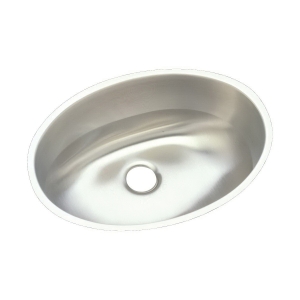 Elkay® ELUH1511 Bathroom Sink, Asana, Oval Shape, 18 in W x 14 in D x 6 in H, Under Mount, Stainless Steel, Lustertone