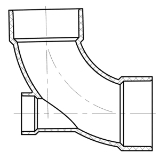 Lesso® 3in x 2in PVC DWV Long Sweep 1/4 Bend w/Low Heel Inlet (All Hub) LP307-338