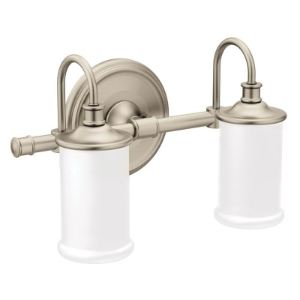 Moen® YB6462BN 2-Globe Bath Light, 2 Lamps, 110 VAC, Brushed Nickel Housing