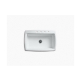Kohler® 5863-4-0 Cape Dory® Kitchen Sink, White, Rectangular Shape, 29 in L x 15 in W x 9 in D Bowl, 4 Faucet Holes, 33 in L x 22 in W x 9-5/8 in H, Top Mount, Enameled Cast Iron