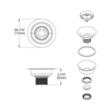 Elkay® D1125 Drain Fitting, 3-1/2 in Nominal, Matte, Stainless Steel Drain