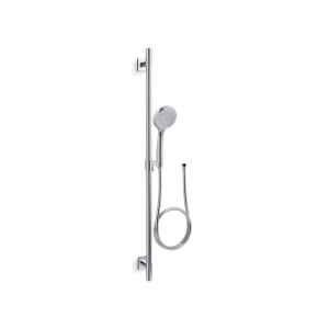 Kohler® 99899-G-CP Awaken® B110 Premium Slidebar Kit, 4-5/8 in Dia Wide Coverage/Intense Drench/Targeted Massage/Reduced-Flow Shower Head, Polished Chrome