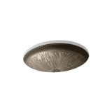 Kohler® 14297-MP1 Bathroom Sink, Lilies Lore®, Oval, 17-1/2 in W x 14-7/16 in D x 5-1/8 in H, Undermount, Cast Bronze, Medium Patina