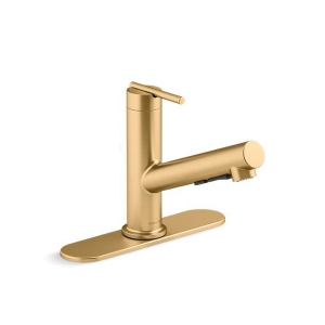 Kohler® 22976-2MB Crue™ Kitchen Faucet, 1.5 gpm Flow Rate, Pull-Out Spout, Brushed Modern Brass, 1 Handle, 1/3 Faucet Holes