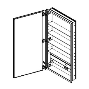 Robern® MC2040D4FPRE4 Flat Top Electric Medicine Cabinet, M Series, 20 in OAW x 40 in OAH, Aluminum, Satin Anodized