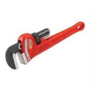 RIDGID® 31015 Heavy Duty Straight Pipe Wrench, 2 in Pipe, 12 in OAL, Floating Forged Hook Jaw, Ductile Iron Handle, Knurled Nut Adjustment, Red