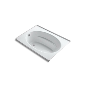 Kohler® 1113-L-0 Bathtub With Integral Flange, Windward®, Soaking Hydrotherapy, Oval, 60 in L x 42 in W, Left Drain, White