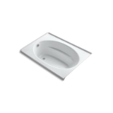 Kohler® 1113-L-0 Bathtub with Integral Flange, Windward®, Soaking Hydrotherapy, Oval, 60 in L x 42 in W, Left Drain, White