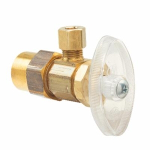BrassCraft® PR09X R Multi-Turn Angle Stop, 1/2 x 1/4 in Nominal, CPVC x OD Compression End Style, 125 psi Pressure, Brass Body, Rough Brass