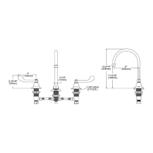 Elkay® LK800GN08T4 Faucet, 1.5 gpm, Gooseneck Spout, Polished Chrome, 2 Handles