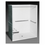 Oasis® SHFW-6235 ADA/TL-LS Barrier Free Roll-In One-Piece Shower Stall, Left Hand Seat, 62 in W x 75 in H, Fiberglass Composite, Center Drain