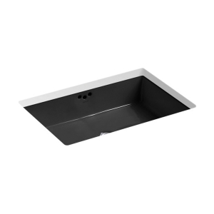 Kohler® 2297-7 Kathryn® Bathroom Sink with Overflow Drain, Rectangular Shape, 23-7/8 in W x 15-5/8 in D x 6-1/4 in H, Undermount, Vitreous China, Black