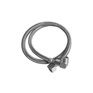 Aquaflo® MightyFlex™ KDW-572-PP Braided Dishwasher Connector With 90 deg Elbow, 3/8 x 3/4 in, Compression Soft Cone x Female Garden Hose Thread, 72 in L, 160 psi, Stainless Steel