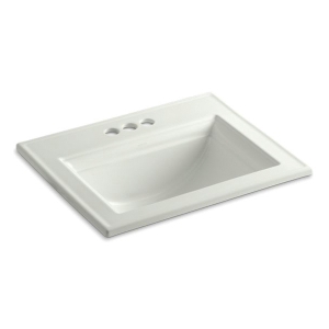 Memoirs® Elegant Self-Rimming Bathroom Sink With Overflow, Rectangular, 4 in Faucet Hole Spacing, 22-3/4 in W x 18 in D x 8-7/8 in H, Drop-In Mount, Vitreous China, Dune