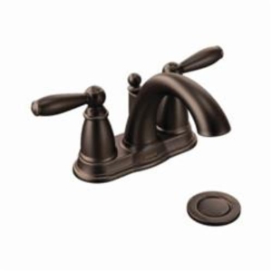 Moen® 6610ORB Brantford™ Centerset Bathroom Faucet, Oil Rubbed Bronze, 2 Handles, Metal Pop-Up Drain, 1.5 gpm Flow Rate