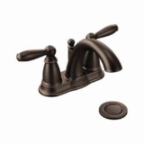 Moen® 6610ORB Brantford™ Centerset Bathroom Faucet, Oil Rubbed Bronze, 2 Handles, Metal Pop-Up Drain, 1.5 gpm Flow Rate