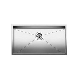 Blanco 515820 STEELART™ PRECISION™ Kitchen Sink, Polished Satin, Rectangle Shape, 30 in L x 16 in W x 10 in D Bowl, 32 in L x 18 in W, Undermount, 18 ga 304 Stainless Steel