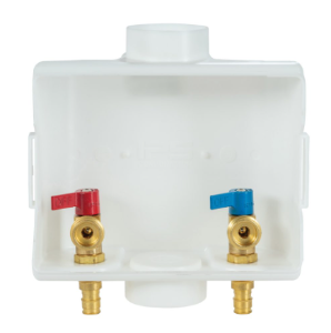 Water-Tite 82004 Center Drain Washing Machine Outlet Box With Quarter Turn Valve, White