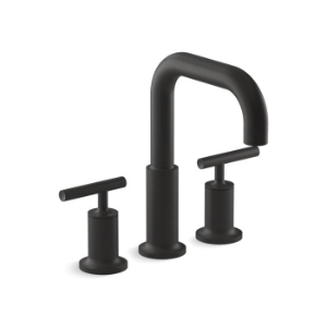 Kohler® T14428-4-BL Purist® Deck-Mount Bath Faucet Trim With Lever Handles, Matte Black