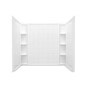 Sterling® 71114100-0 3-Piece Tile Look Bath/Shower Wall Set, Ensemble™, 60 in L x 43-1/2 in W x 54-1/4 in H, Solid Vikrell®, White