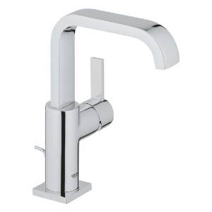 GROHE 3212800A Allure Large Bathroom Basin Mixer, 1.2 gpm, 7-7/16 in H Spout, 1 Handle, Pop-Up Drain, 1 Faucet Hole, StarLight® Polished Chrome, Traditional
