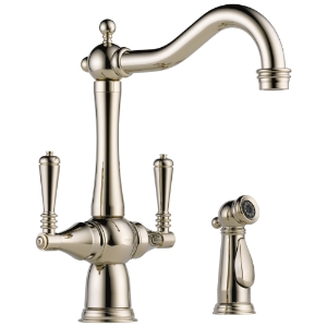 Brizo® 62136LF-PN Kitchen Faucet With Spray, 1.8 gpm, Swivel Spout, Polished Nickel, 2 Handles, Side Spray(Y/N): Yes
