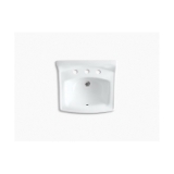 Kohler® 2030-96 Greenwich™ Bathroom Sink with Overflow, Squared Shape, 4 in Faucet Hole Spacing, 20-3/4 in W x 18-1/4 in D x 7-3/4 in H, Wall Mount, Vitreous China, Biscuit