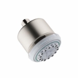 Hansgrohe 28496821 Clubmaster 3-Jet Shower Head, 2.5 gpm Min, 3 Sprays, Wall Mount, 3-5/8 in Dia x 4-5/8 in H Head, Brushed Nickel