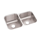 Elkay® DCFU312010R Kitchen Sink, Dayton®, Soft Satin, 13-1/2 in Left, 14 in Right L x 18 in Left, 15-3/4 in Right W x 10 in Left, 8 in Right D Bowl, 31-3/4 in L x 20-1/2 in W x 10 in H, Under Mount, 18 ga 304 Stainless Steel