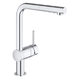 GROHE 30300000 Minta® Kitchen Faucet, 1.75 gpm Flow Rate, 360 deg High-Arc Swivel Spout, StarLight® Polished Chrome, 1 Handle, 1 Faucet Hole