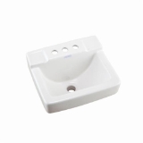 Gerber® G0012354 West Point™ Bathroom Sink With Consealed Front Overflow, Rectangle Shape, 4 in Faucet Hole Spacing, 14 in W x 12 in D x 8-1/2 in H, Wall Mount, Vitreous China, White