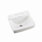 Gerber® G0012354 West Point™ Bathroom Sink with Consealed Front Overflow, Rectangle Shape, 4 in Faucet Hole Spacing, 14 in W x 12 in D x 8-1/2 in H, Wall Mount, Vitreous China, White