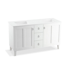 Kohler® 99537-LG-1WA Poplin® 60 in Bathroom Vanity Cabinet, Linen White
