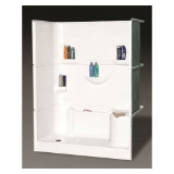 Oasis® SH3P-6032RS Vursa 3-Piece Shower Stall, Right Hand Seat, 60" x 32 x 77-1/2", Fiberglass, Composite, Left Hand Drain, White