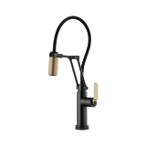 Brizo® SMARTTOUCH® 64244LF-BLGL Litze® Articulating Kitchen Faucet, 1.8 gpm Flow Rate, Swivel Spout, Matte Black/Luxe Gold, 1 Handle