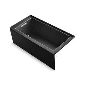 Kohler® 1956-LA-7 Underscore® Bathtub with Integral Apron and Integral Flange, Rectangular Shape, 60 in L x 30 in W, Left Drain, Black